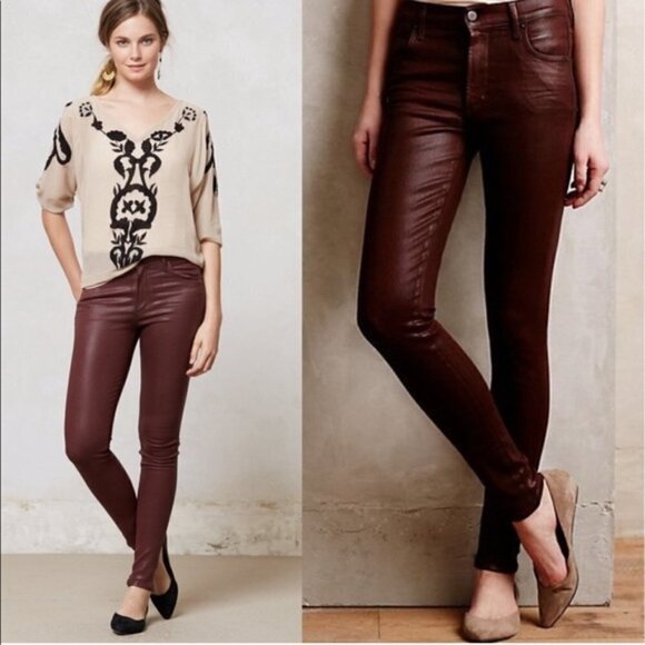 Citizens of Humanity Racer Wet look Coated denim Jeans skinny Size 22 XXXS Rubia - Picture 2 of 7